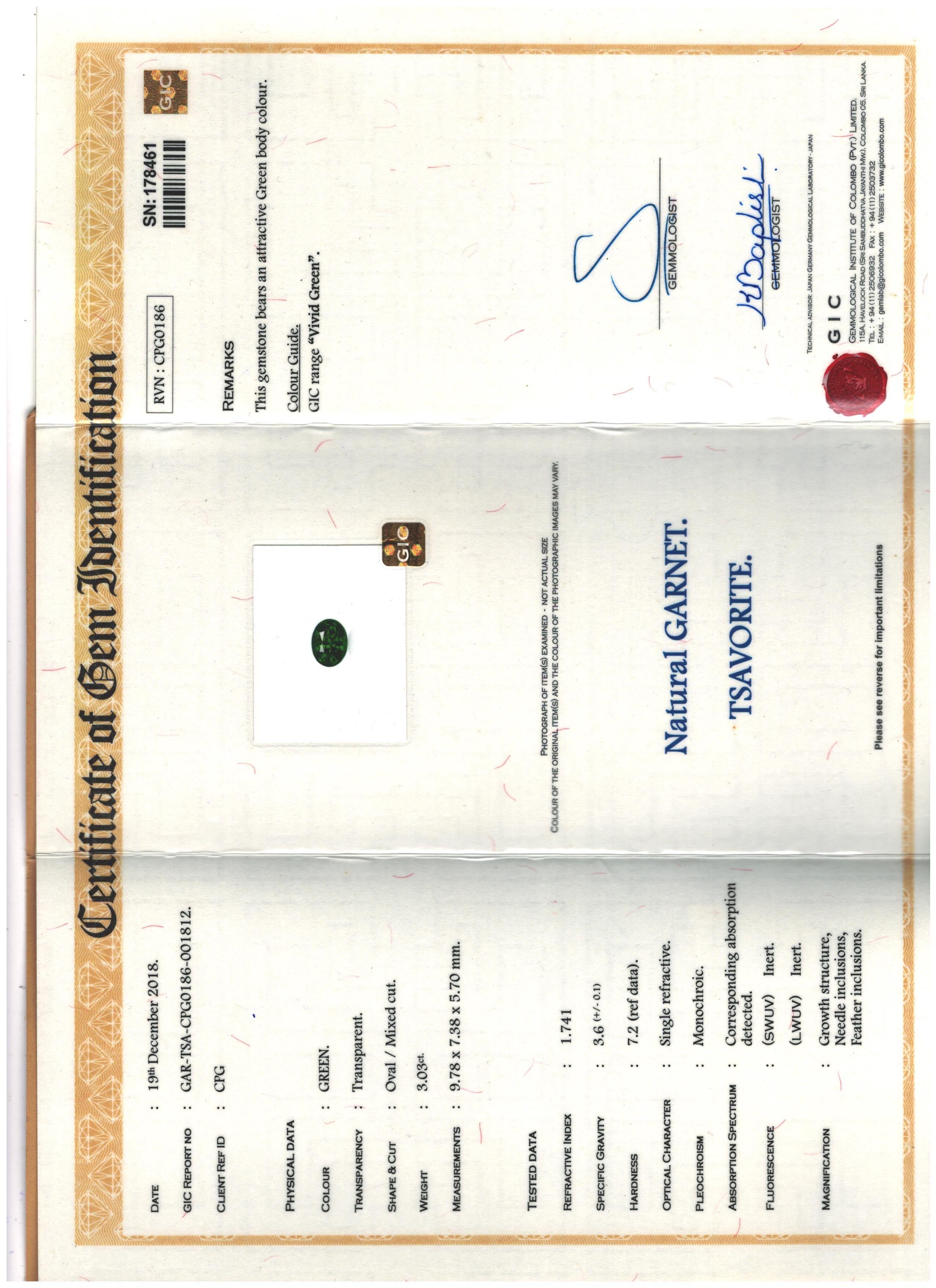 1 Tsavorite 3.03 Carats