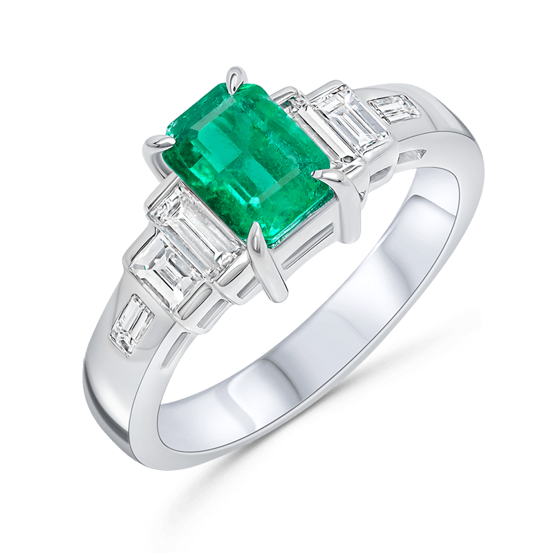 White Gold Emerald Ring