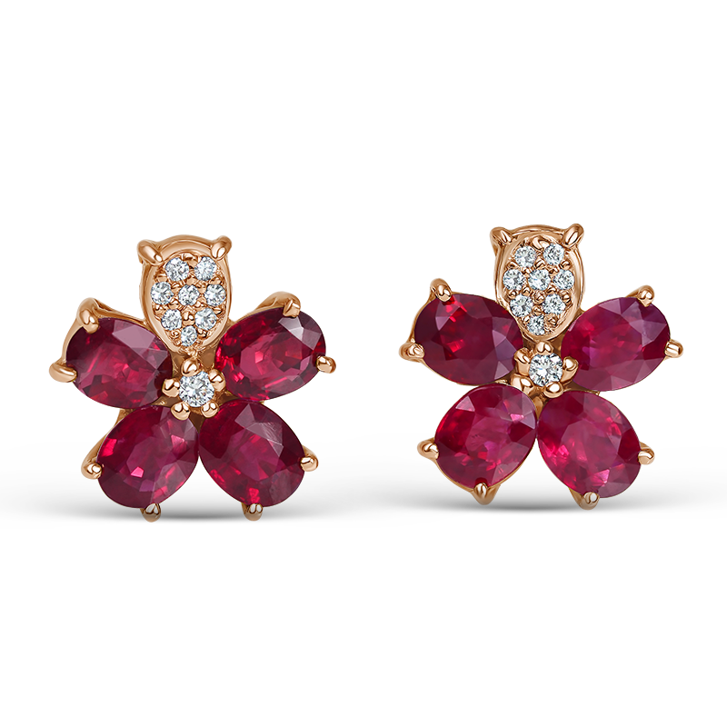 Rose Gold Ruby Earrings