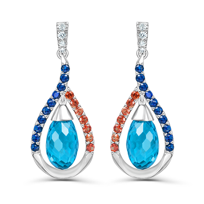 White Gold Blue Topaz Earrings
