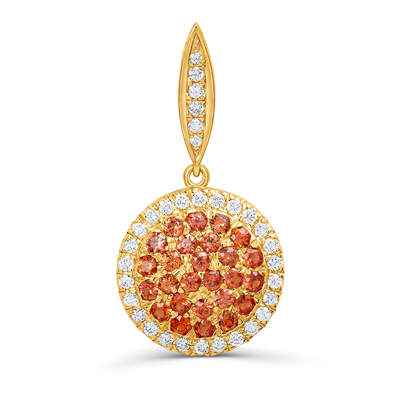 Yellow Gold Orange Sapphire Pendant