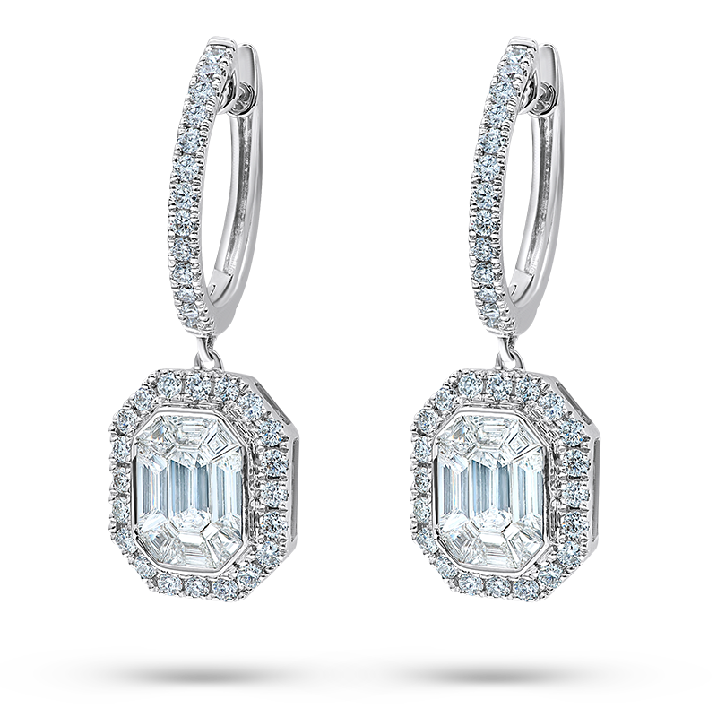 Illusion set white gold Diamond Earrings