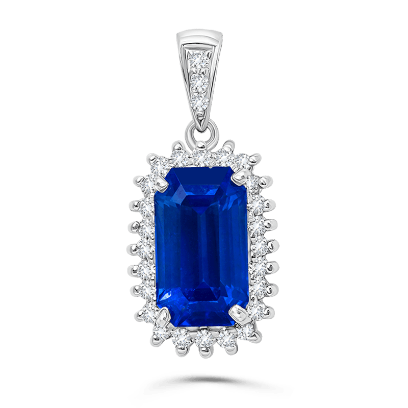 White Gold Blue Sapphire Pendant