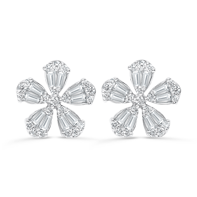 Illusion set white gold Diamond Earrings