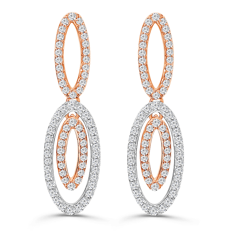 White and Rose Gold Diamond Earrings