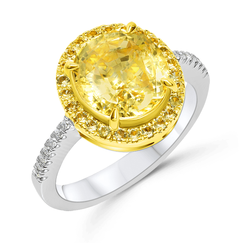 White and Yellow Gold Yellow Sapphire Ring