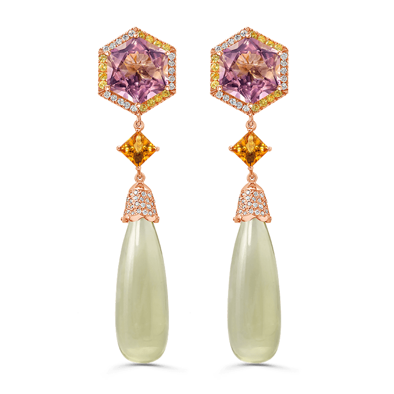 Rose Gold Lemon Quartz Earrings