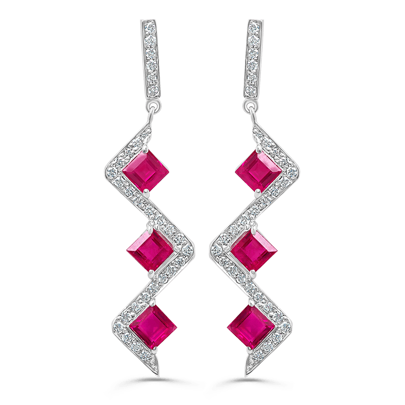 White Gold Ruby Earrings