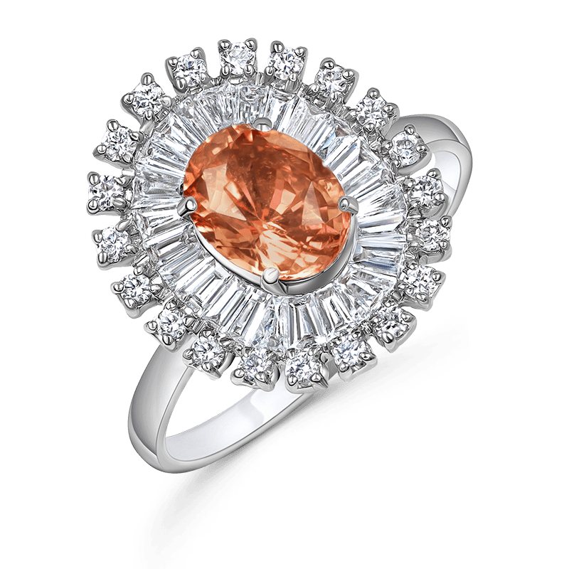 White Gold Padparadscha Ring