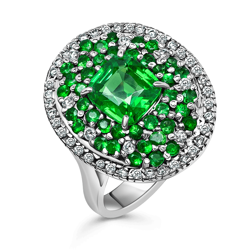 White Gold Tsavorite Ring