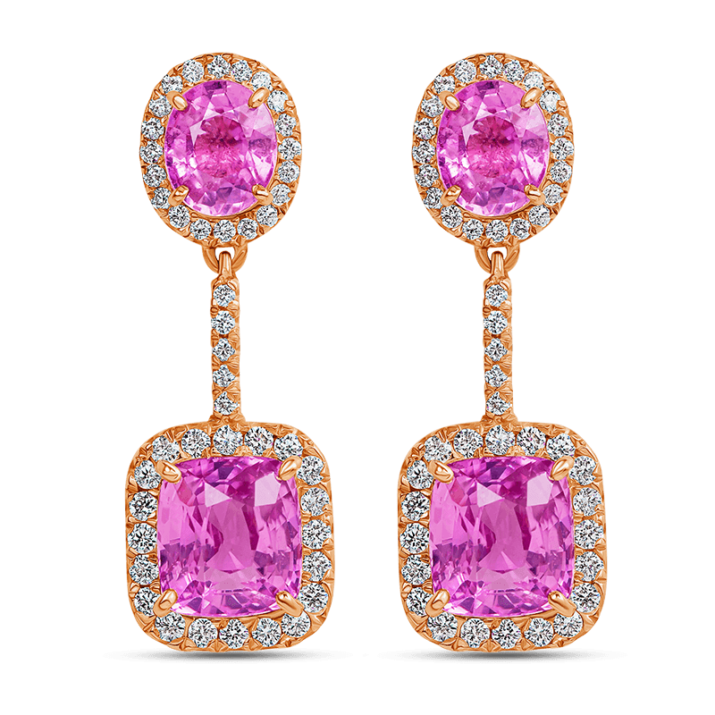 Pink Sapphire & Diamond Earrings
