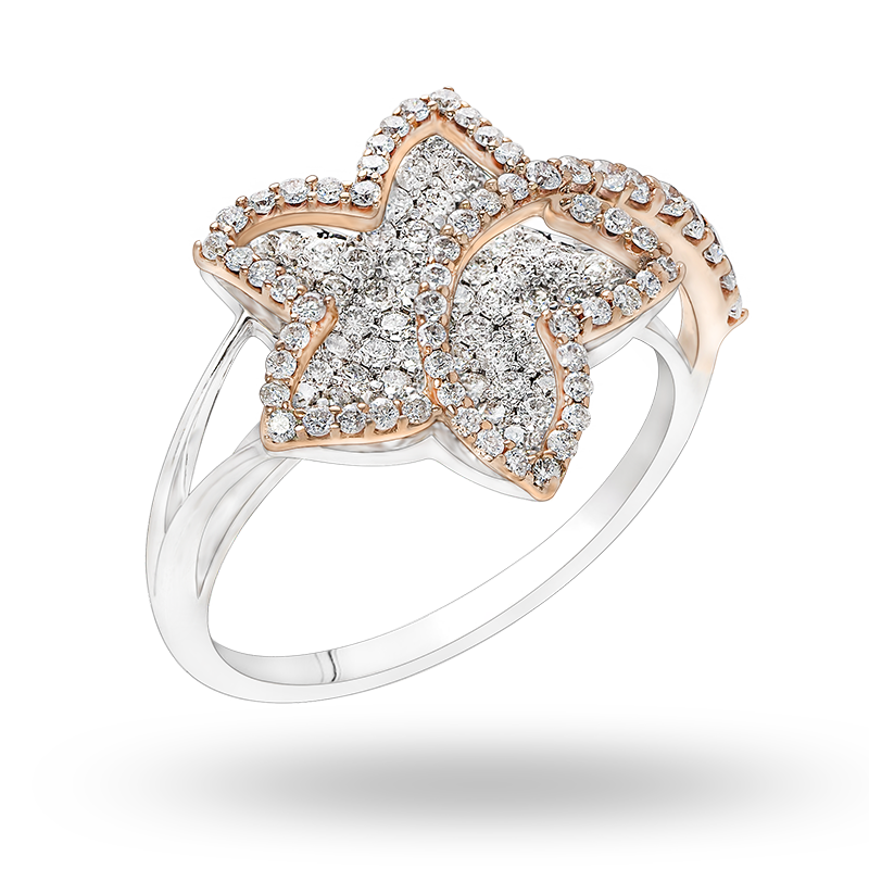 Rose and White gold Diamond Ring