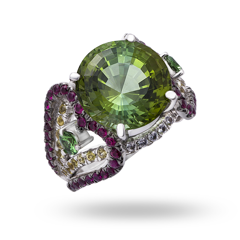 Green Tourmaline Cocktail Ring