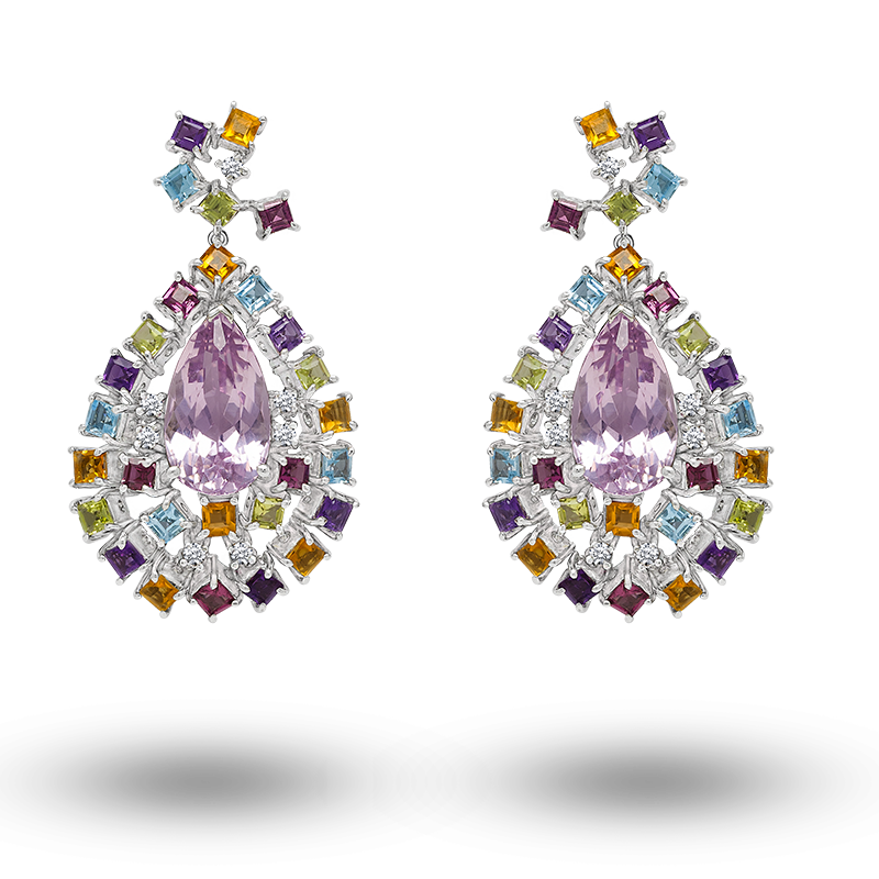 Kunzite and Diamond Earrings