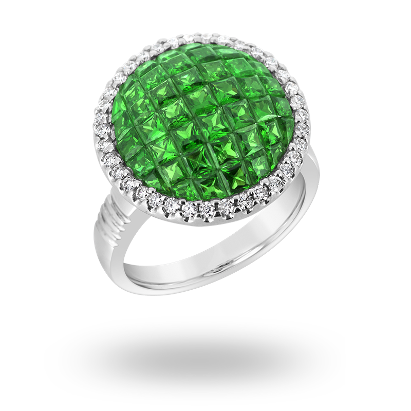 Tsavorite and Diamond Ring