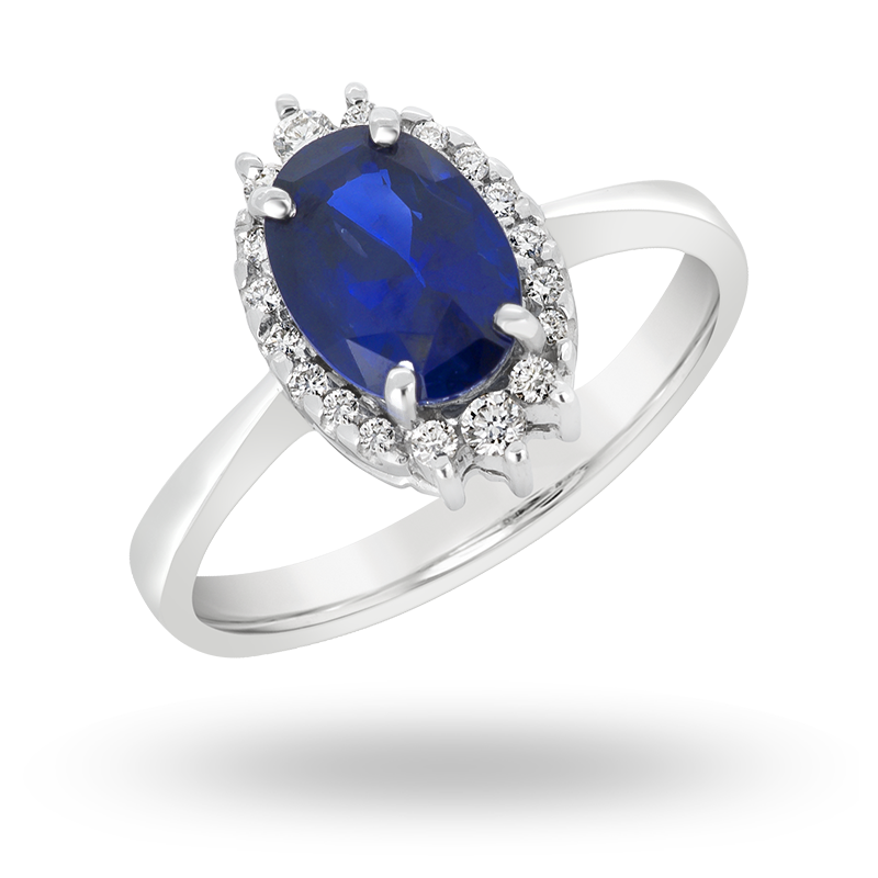 Blue Sapphire and Diamond Ring