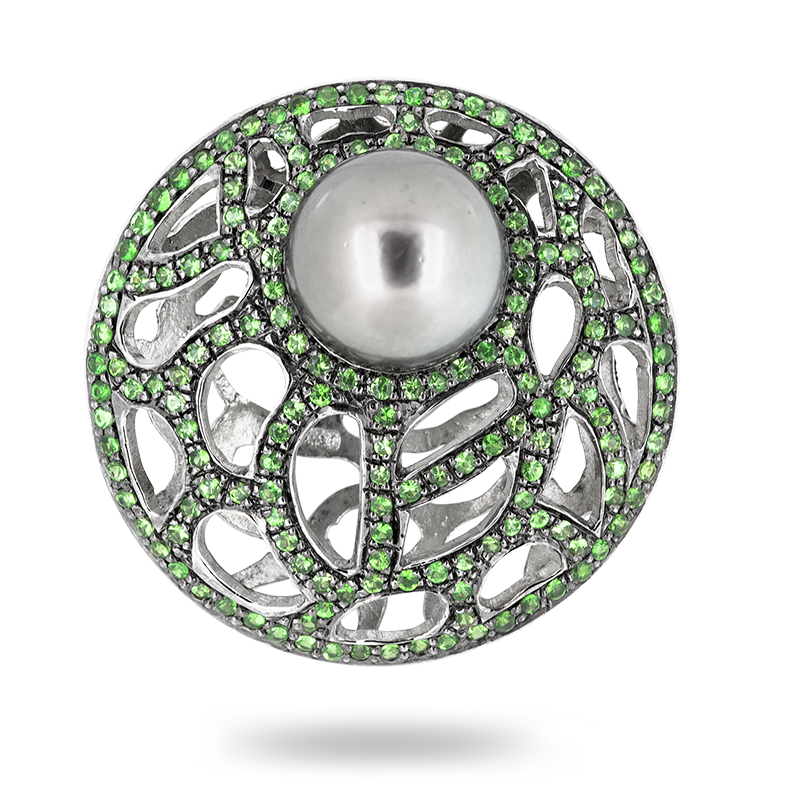 Tsavorite and Pearl Pendant