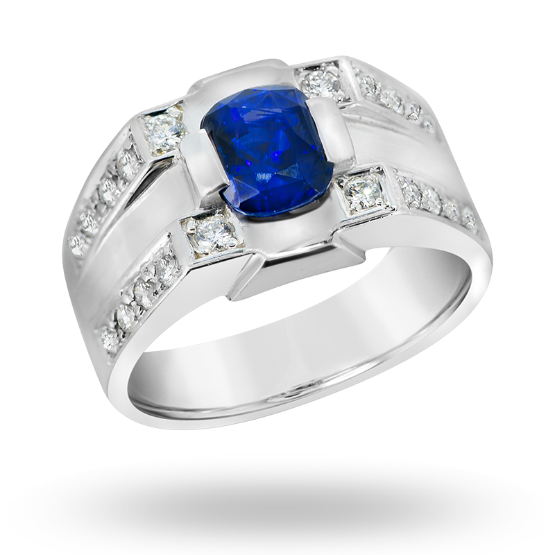 Blue Sapphire and Diamond Ring