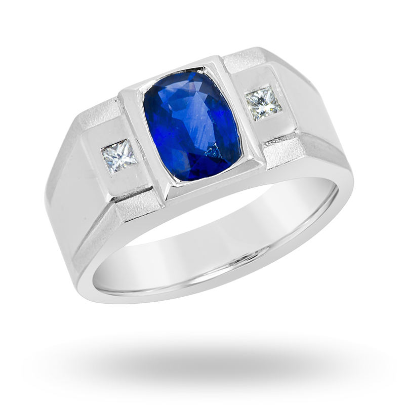 Blue Sapphire and Diamond Ring