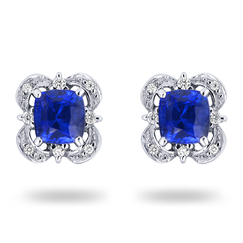 Blue Sapphire and Diamond Earrings