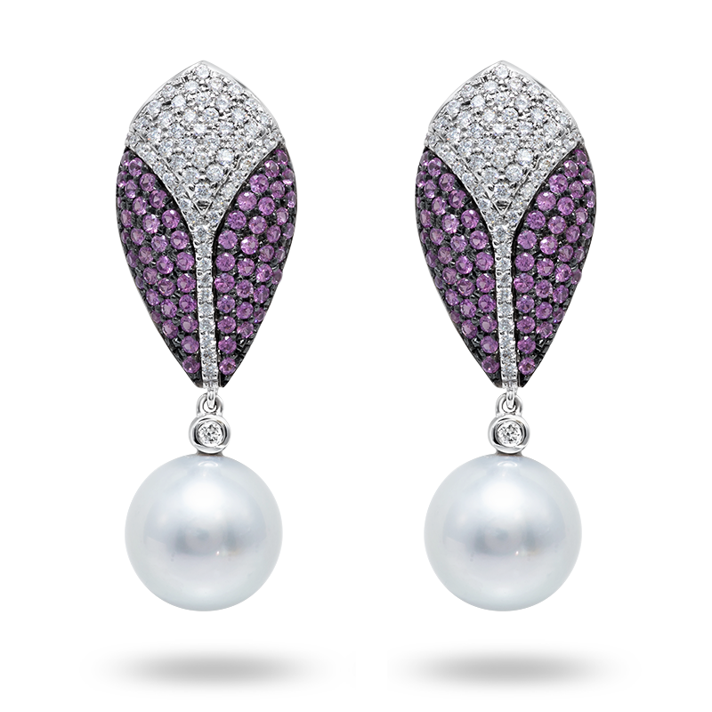 Pearls and Sapphire Earrings