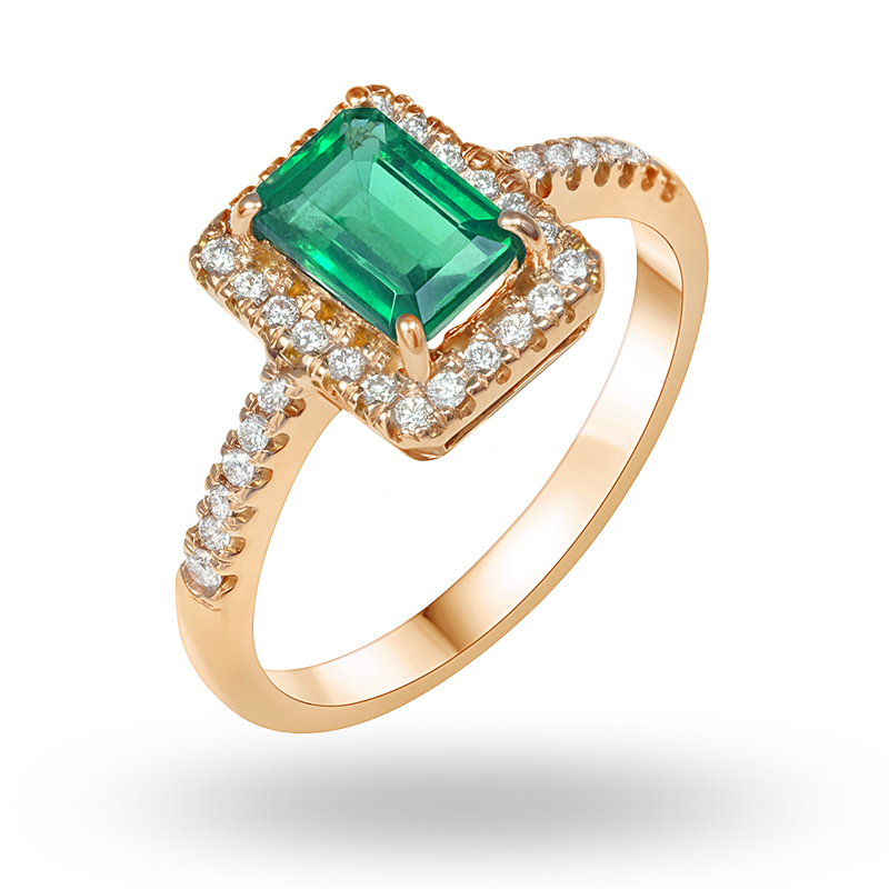 Rose Gold Emerald Ring