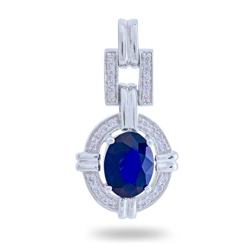White gold Blue Sapphire Pendant