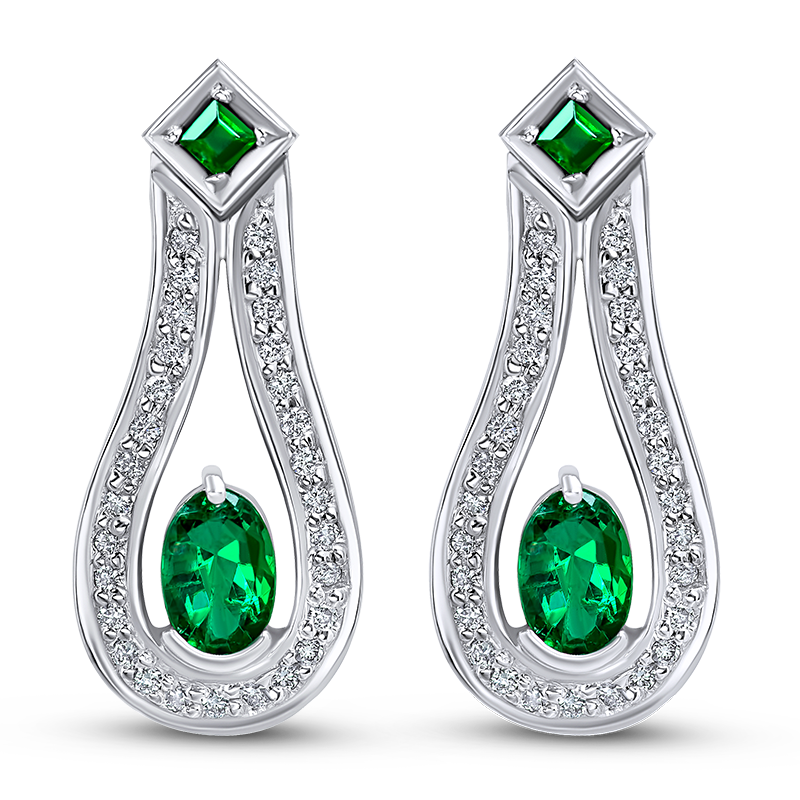 Emerald and Diamond Earrings
