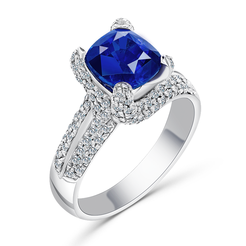 Blue Sapphire and Diamond Ring