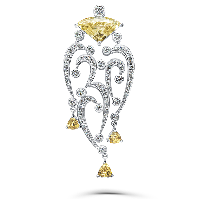 Yellow Sapphire and Diamond Pendant