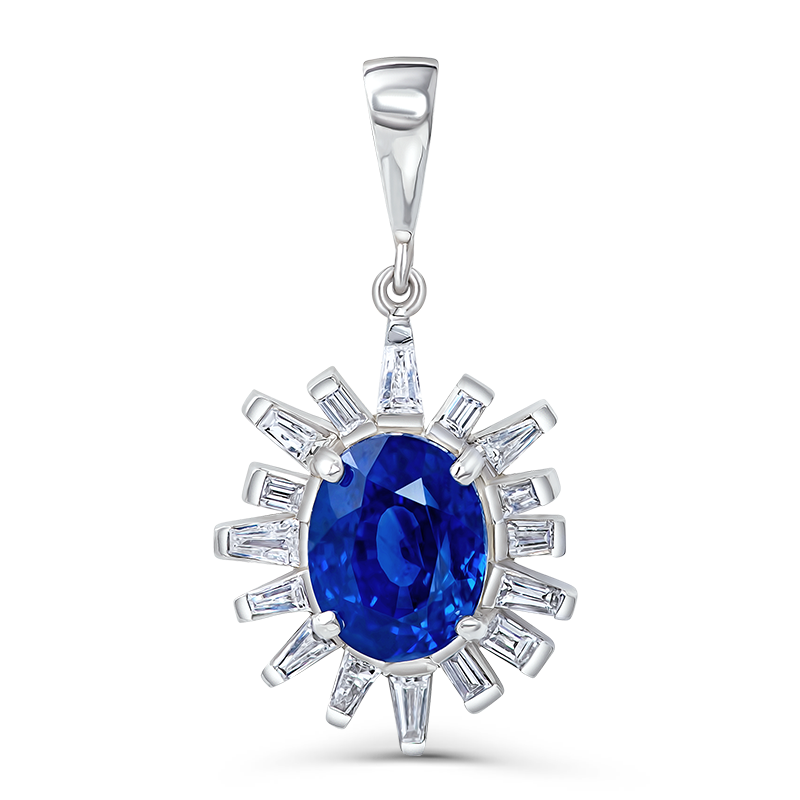 Blue Sapphire and Diamond Pendant