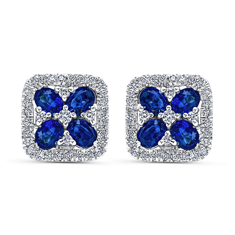 White Gold Blue Sapphire Earrings